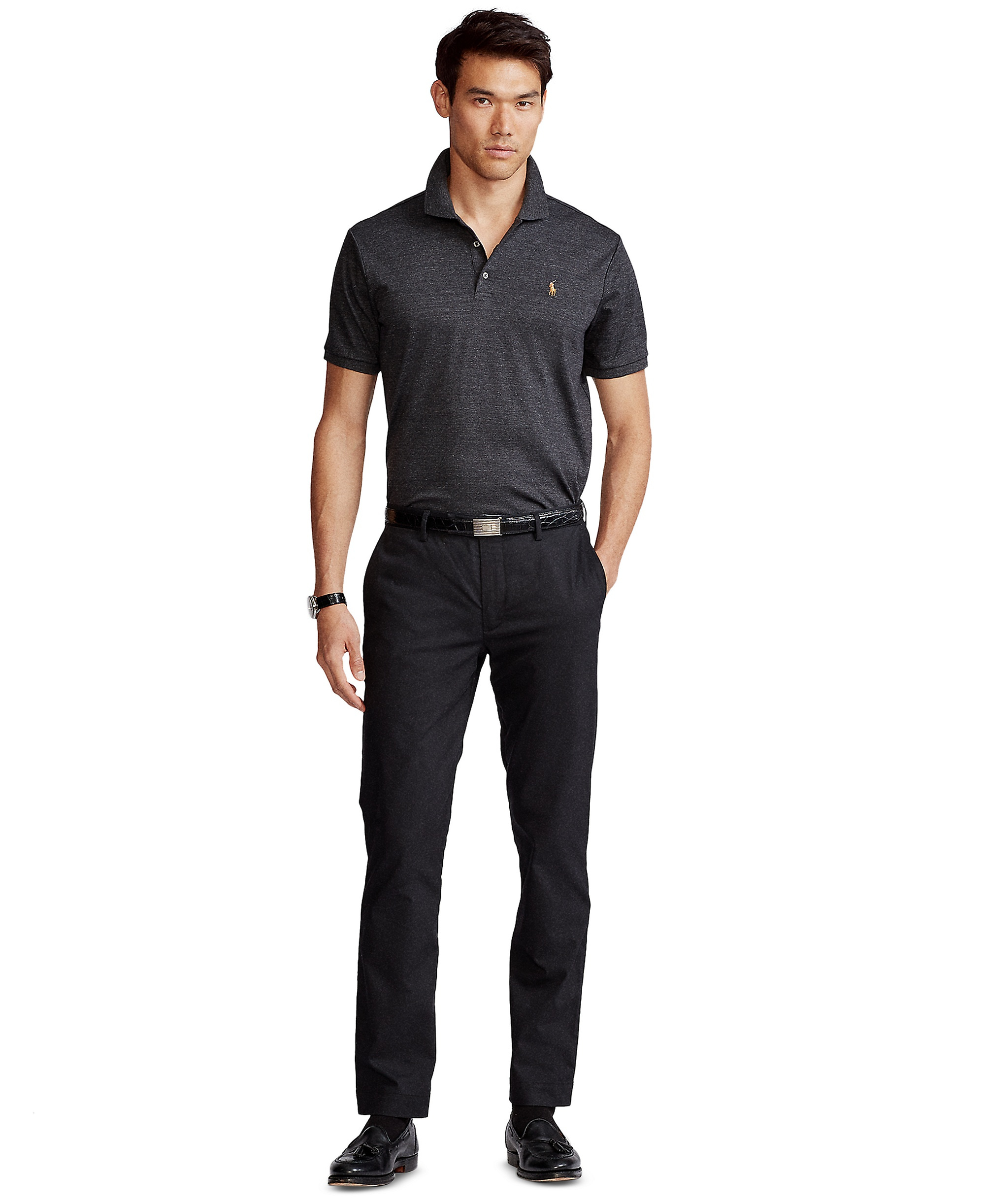 Polo Ralph Lauren Men's Classic Fit Soft Cotton Polo Shirt - Black Marl Heather
