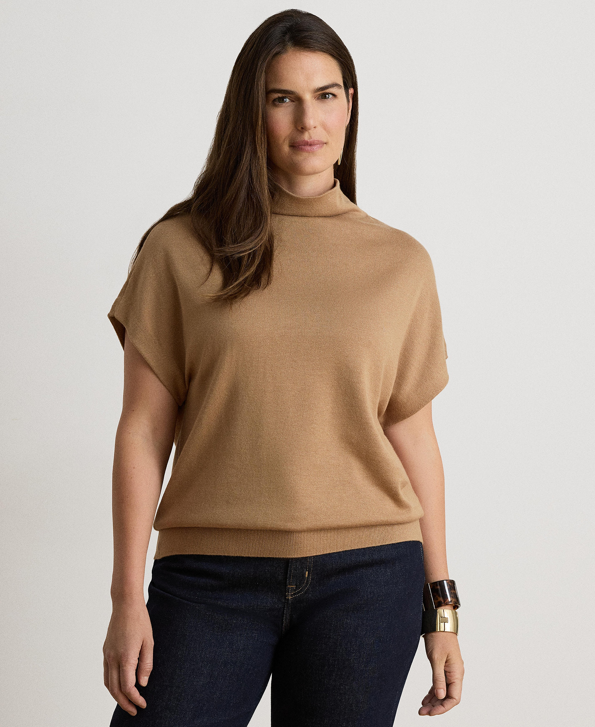 Lauren Ralph Lauren Women's Mock-Neck Cap-Sleeve Sweater - Lauren Camel