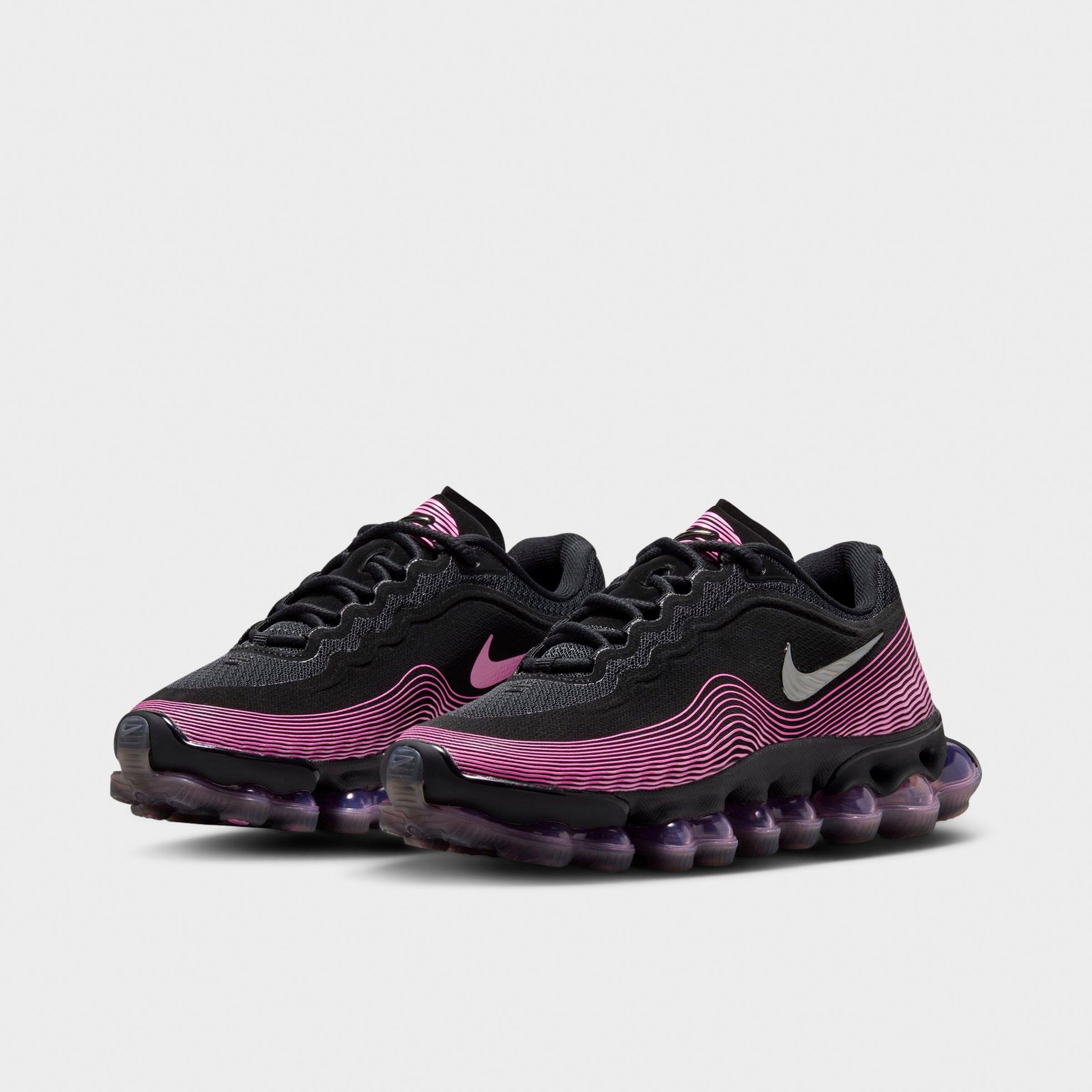 Big Kids' Nithtke Air Liquid Max Casual Shoes - Black/Metallic Silver/Playful Pink - Both shoes facing left