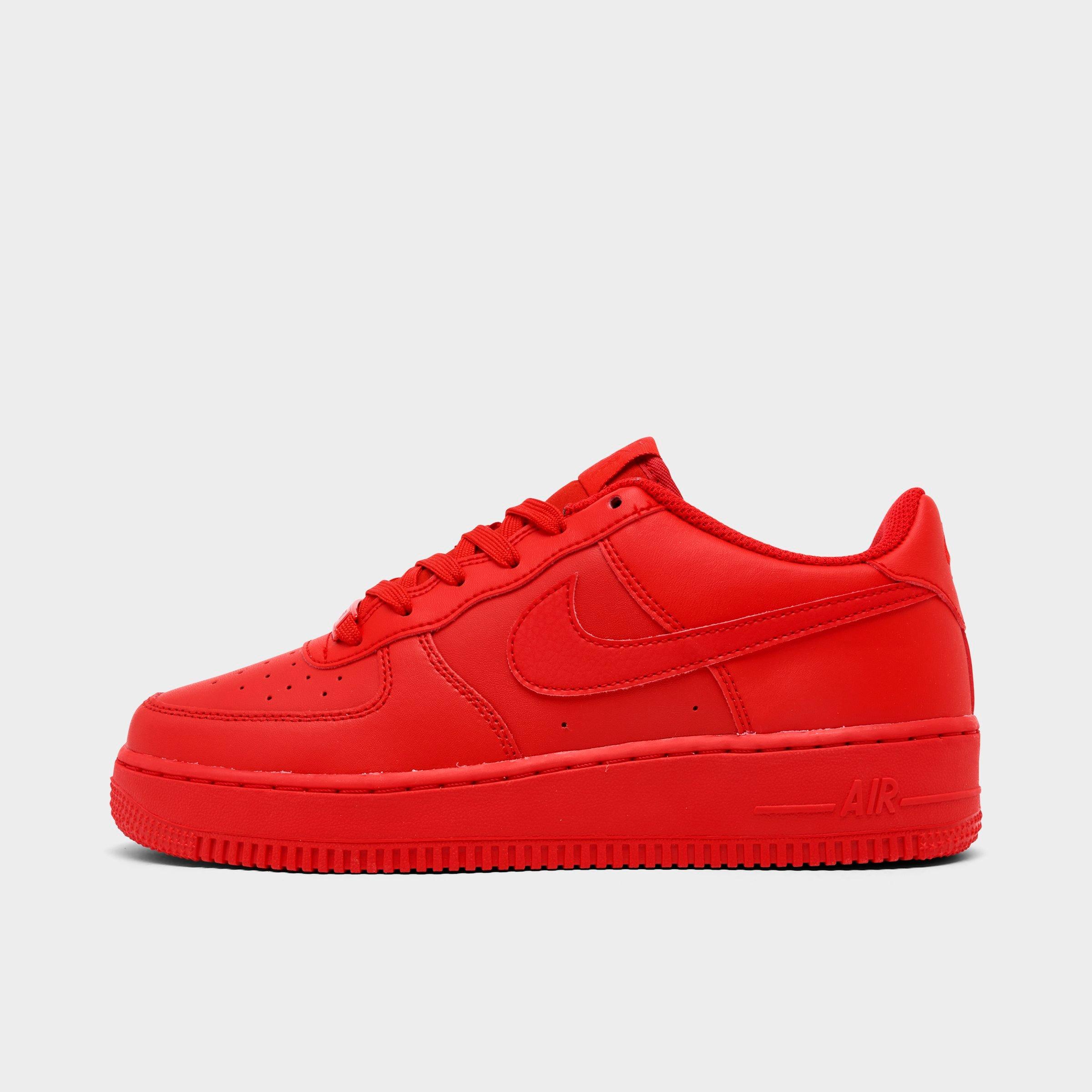 Big Kids' Nithtke Air Force 1 Low Casual Shoes - Red - Left shoe facing left. Outside of the shoe.