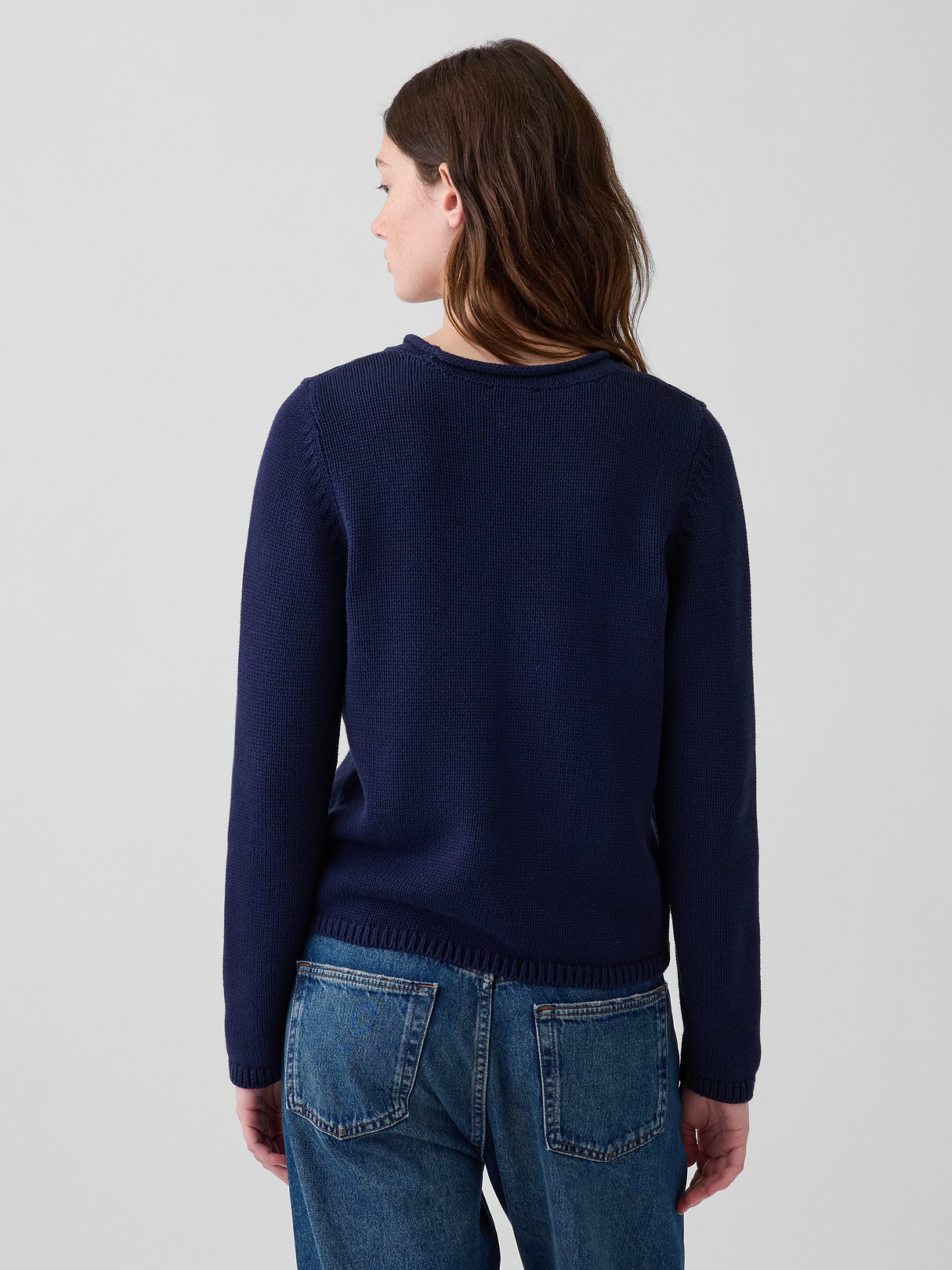 100% Cotton Rollneck Sweater - Tapestry navy blue