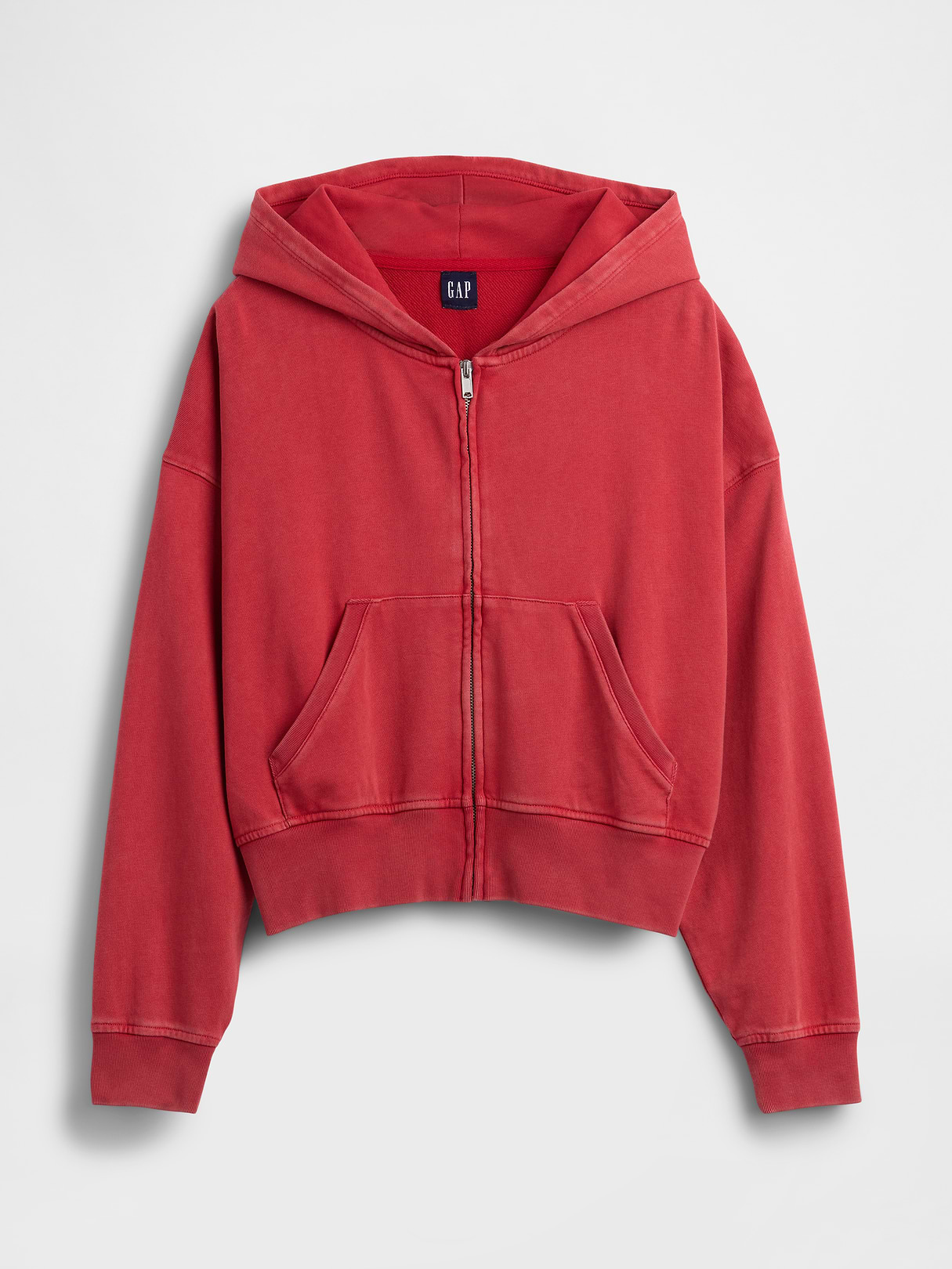 VintageSoft Terry Oversized Wedge Zip Hoodie - Chakra red