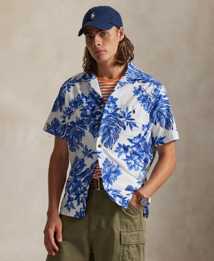 Polo Ralph Lauren Men's Classic-Fit Short-Sleeve Oxford Shirt - White Tropical