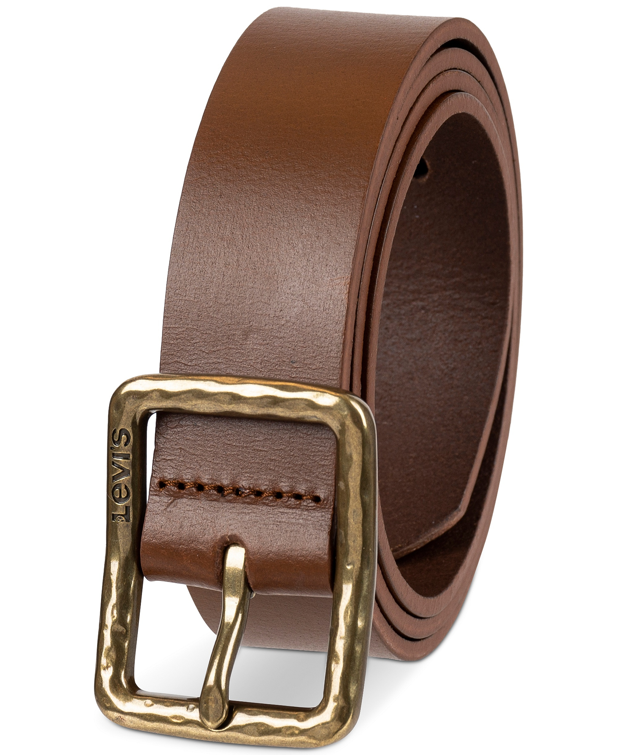 Levi's Women's Hammered Center Bar Buckle Casual Leather Belt - Tan