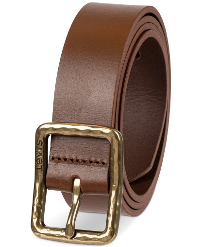 Levi's Women's Hammered Center Bar Buckle Casual Leather Belt - Tan