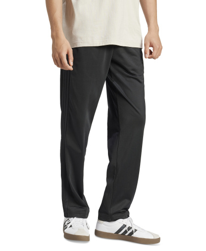 adidas Men's 3-Stripes Regular Open Hem Track Pants - Black/Black Patent