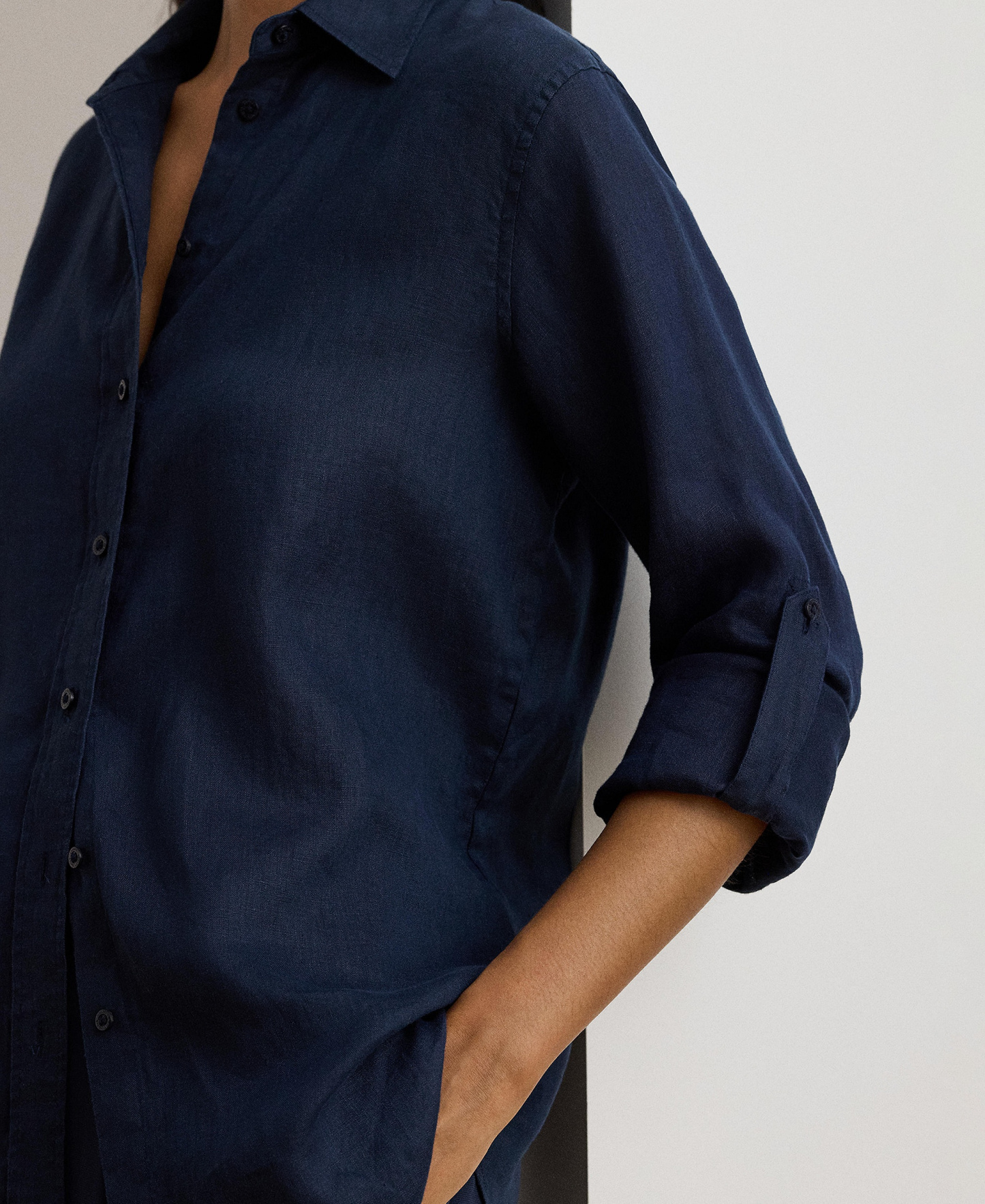 Lauren Ralph Lauren Women's Linen Shirt - Lauren Navy