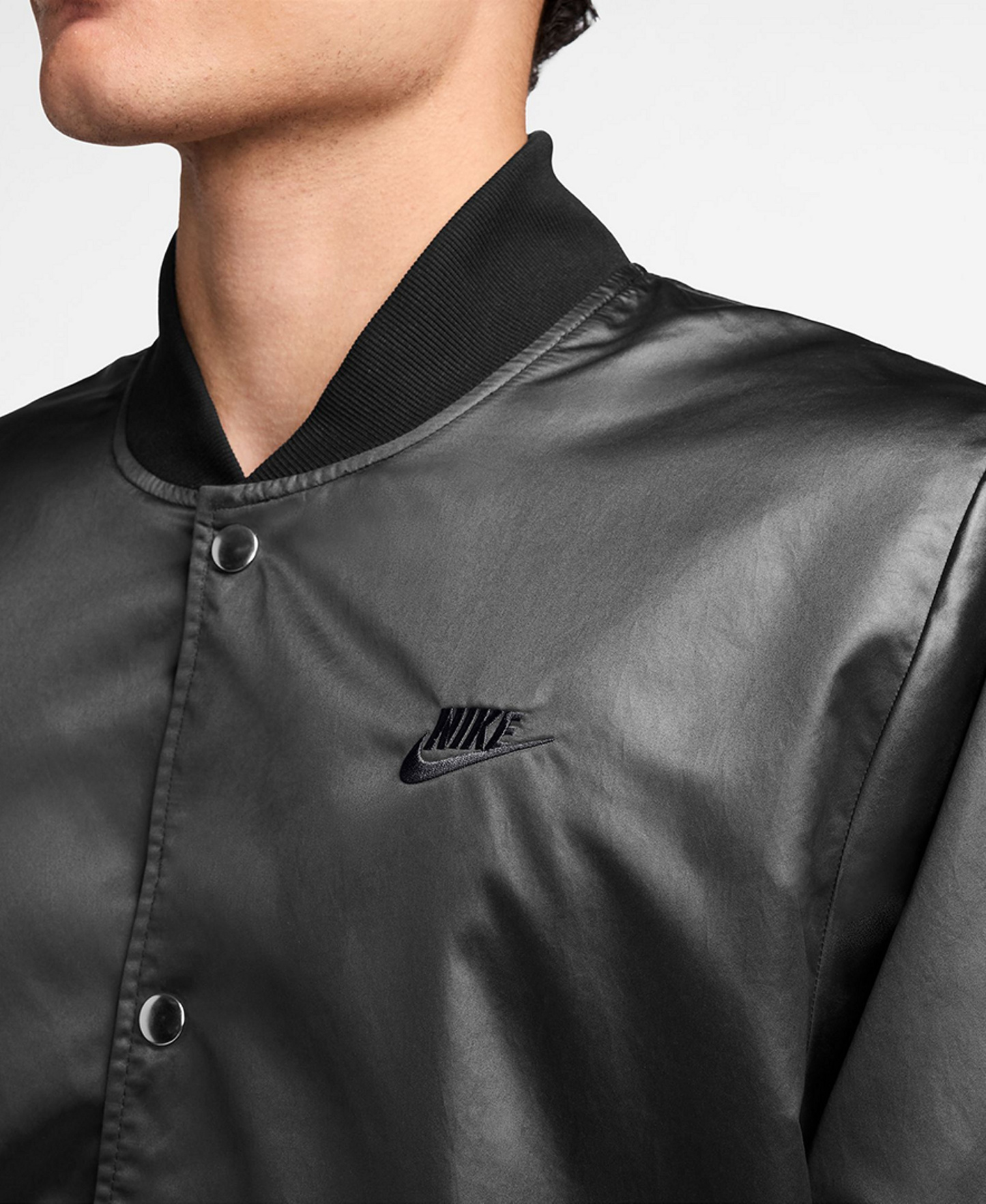 Nike Men's Sportswear Club Snap-Front Varsity Jacket - Black/Anthracite