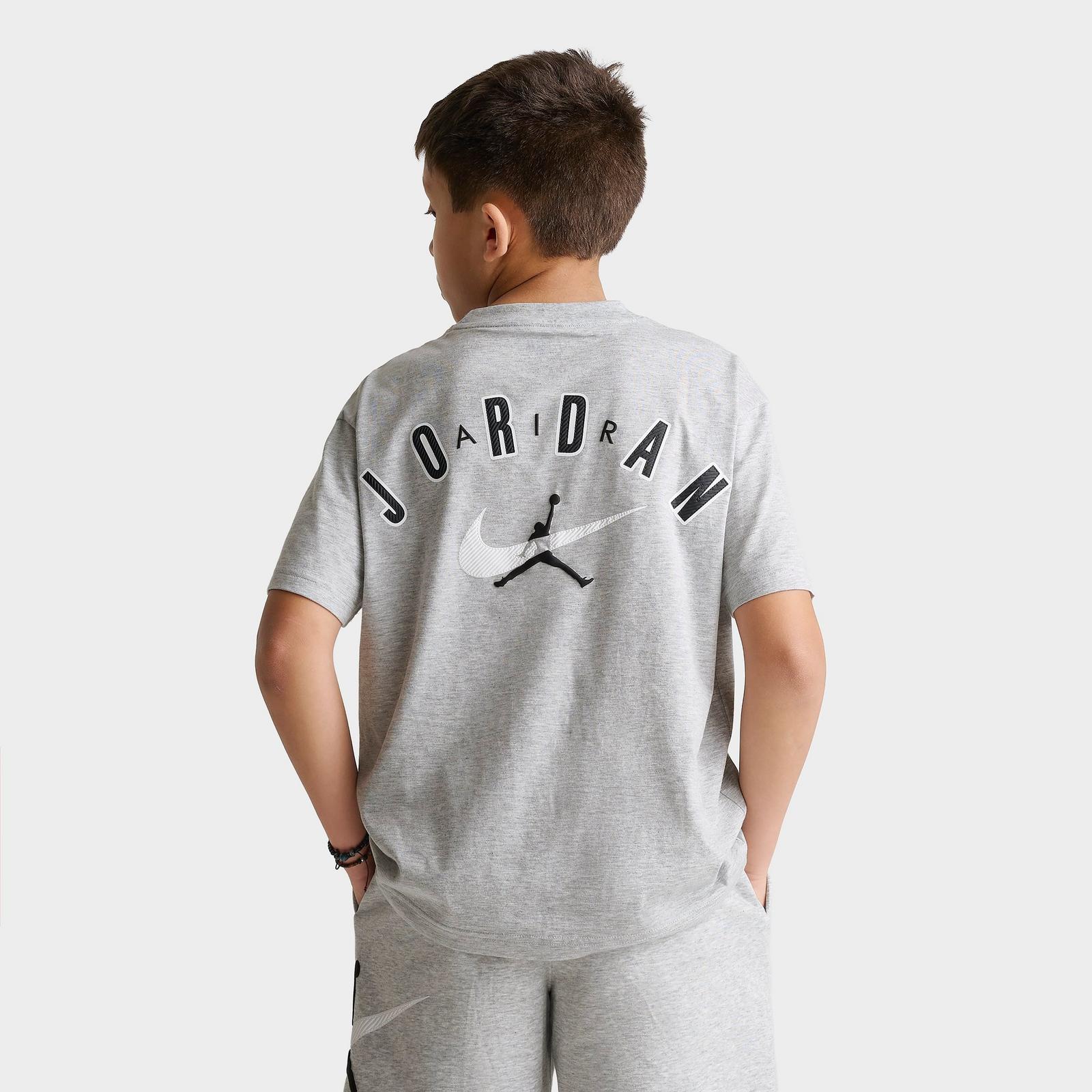 Big Kids' Jordan Brooklyn Swoosh Logo T-Shirt - Light Gray Heather - view 1