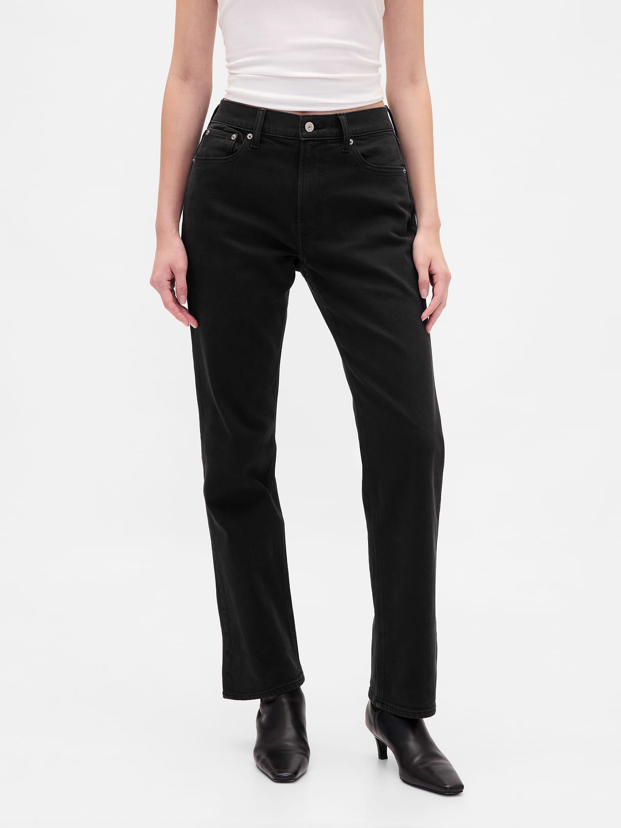 High Rise '90s Slim Straight Jeans - Black wash