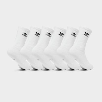 Women's adidas Originals Trefoil Cushion Crew Socks (6-Pack) - White