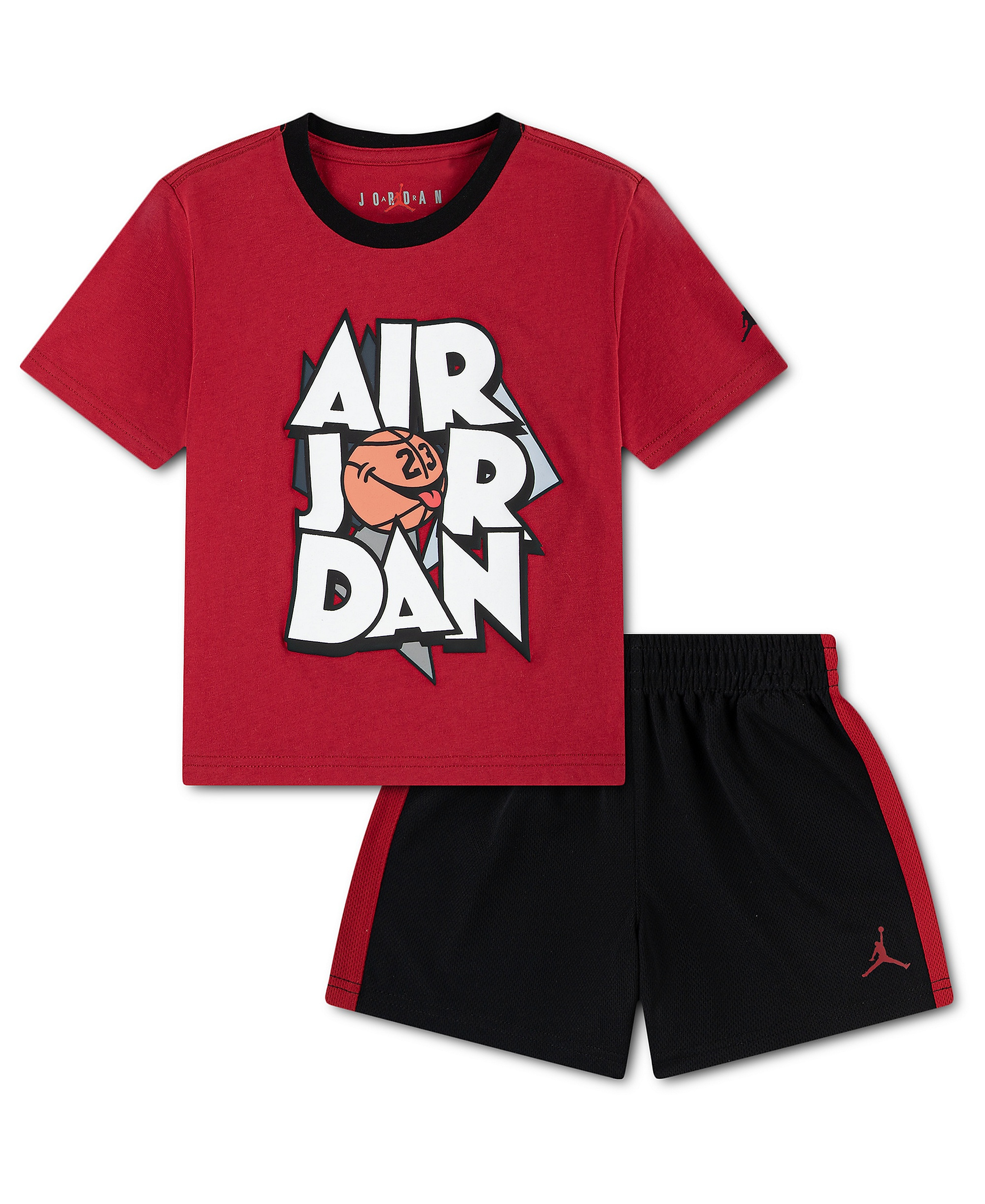 Jordan Boys' 2T-7 Airball Crewneck T-Shirt and Shorts, 2-Piece Set - Black/Red