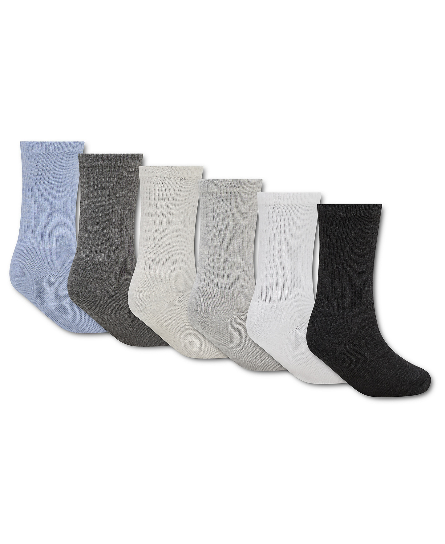 Jordan Boys' and Girls' 5-11 Everyday Essentials Crew Socks, 6-Pack - Aluminuim Heather