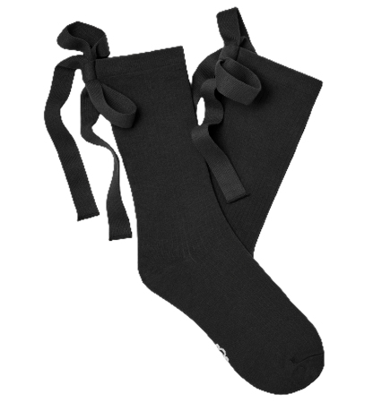 UGG Women's Serenella Novelty Bow Ribbed Crew Socks - Black
