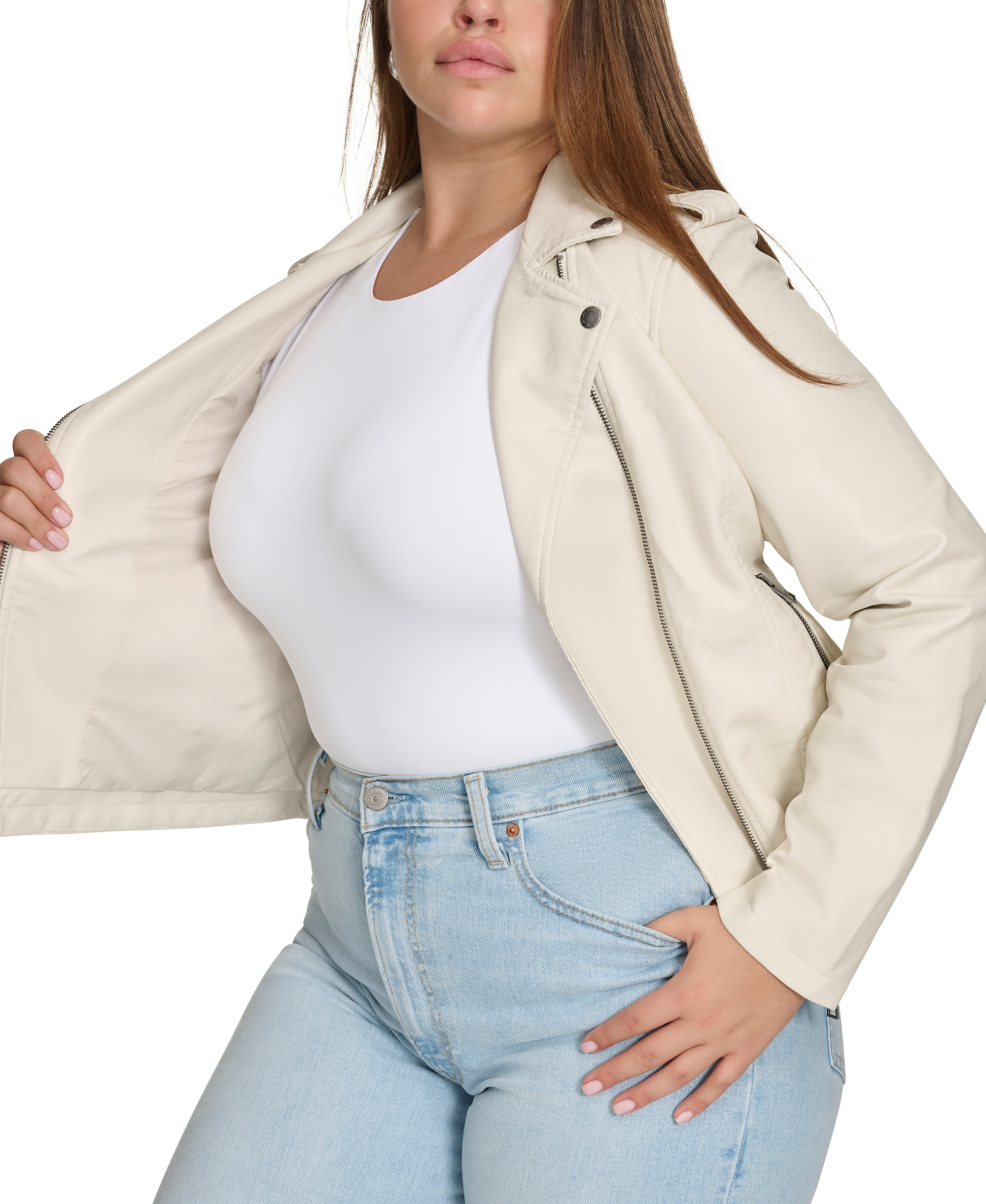 Levi's Women's Classic Faux Leather Asymmetrical Moto Jacket - Oyster