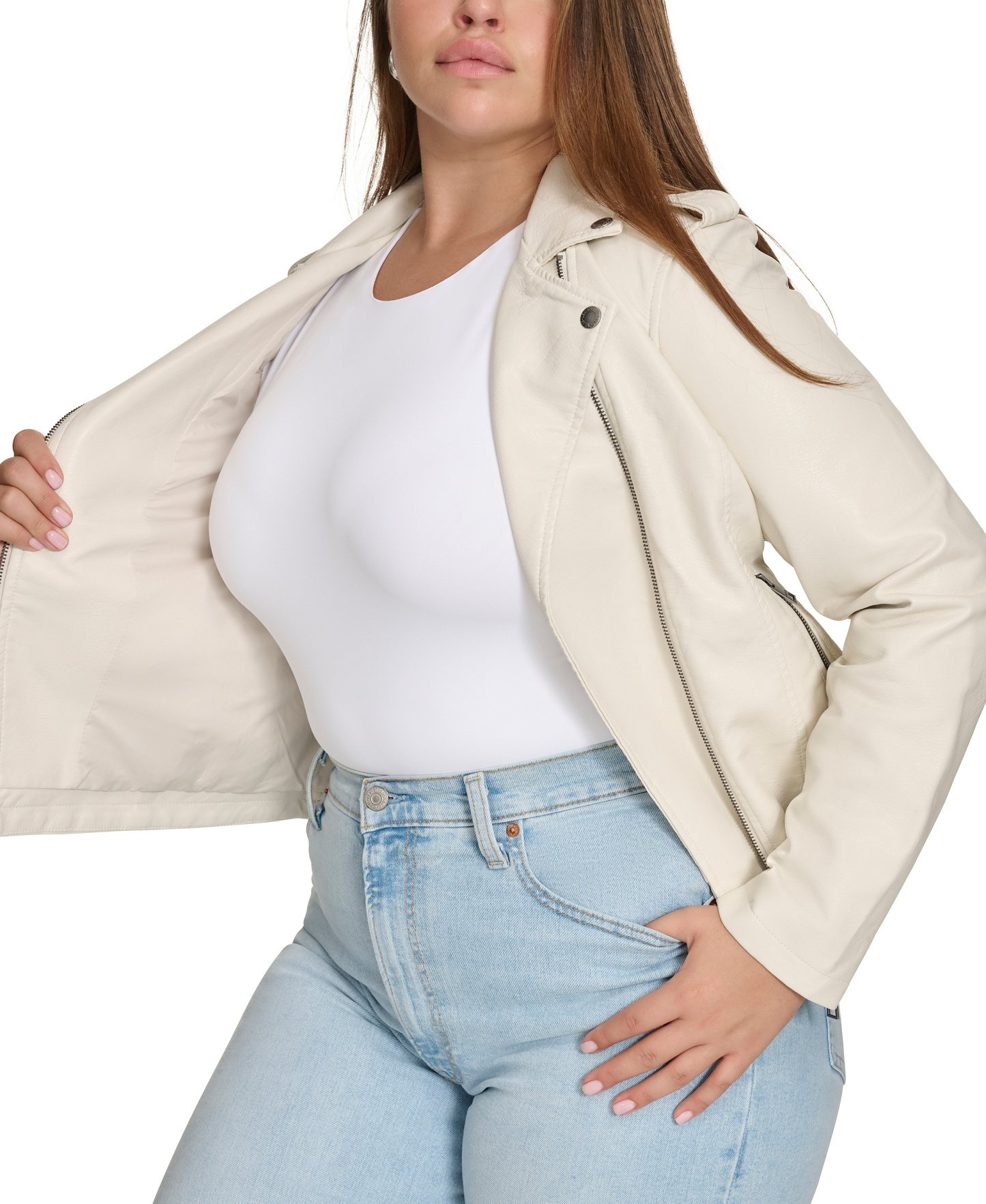 Levi's Women's Classic Faux Leather Asymmetrical Moto Jacket - Oyster