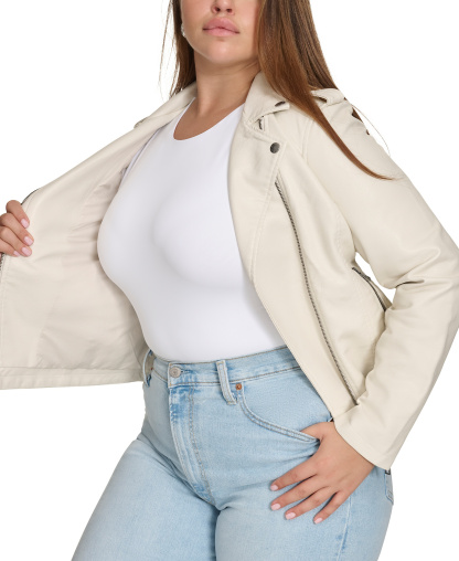 Levi's Women's Classic Faux Leather Asymmetrical Moto Jacket - Oyster