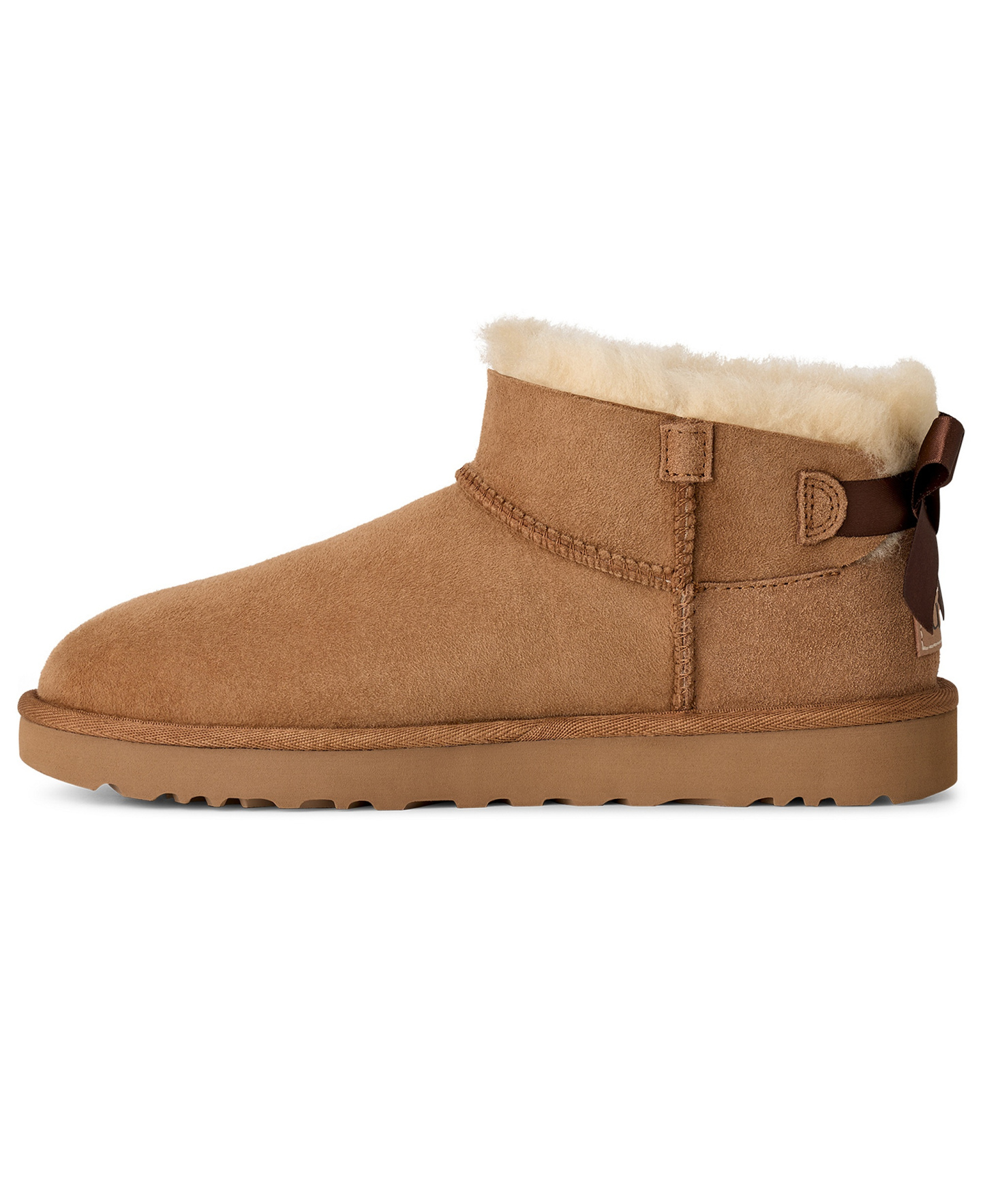 UGG® Women's Ultra Mini Bailey Bow Round Toe Booties - Chestnut