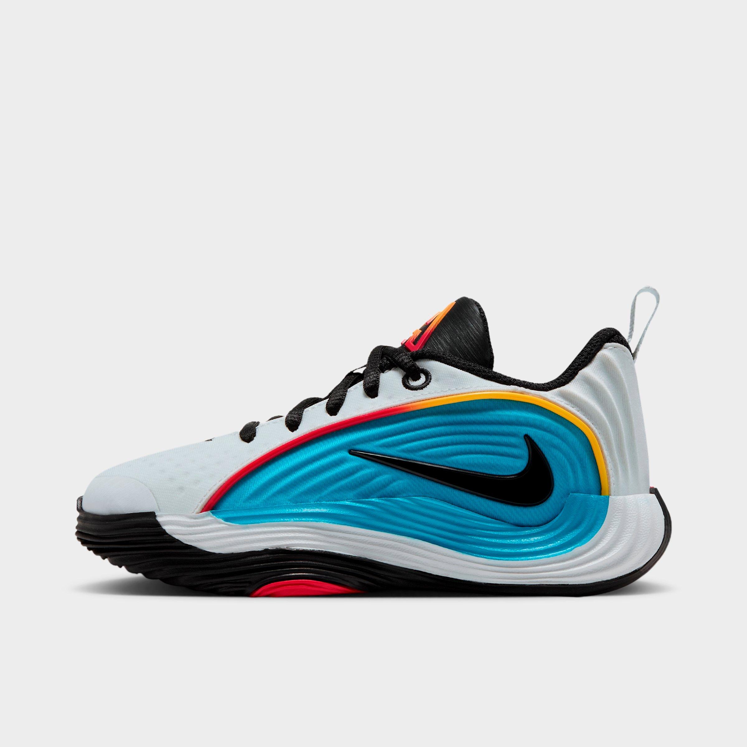 Little Kids' Nithtke Giannis Immortality 5 Basketball Shoes - Off White/Picante Red/Current Blue/Black - Left shoe facing left. Outside of the shoe.