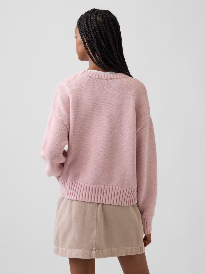 100% Cotton Oversized Crop Sweater - Primitive pink
