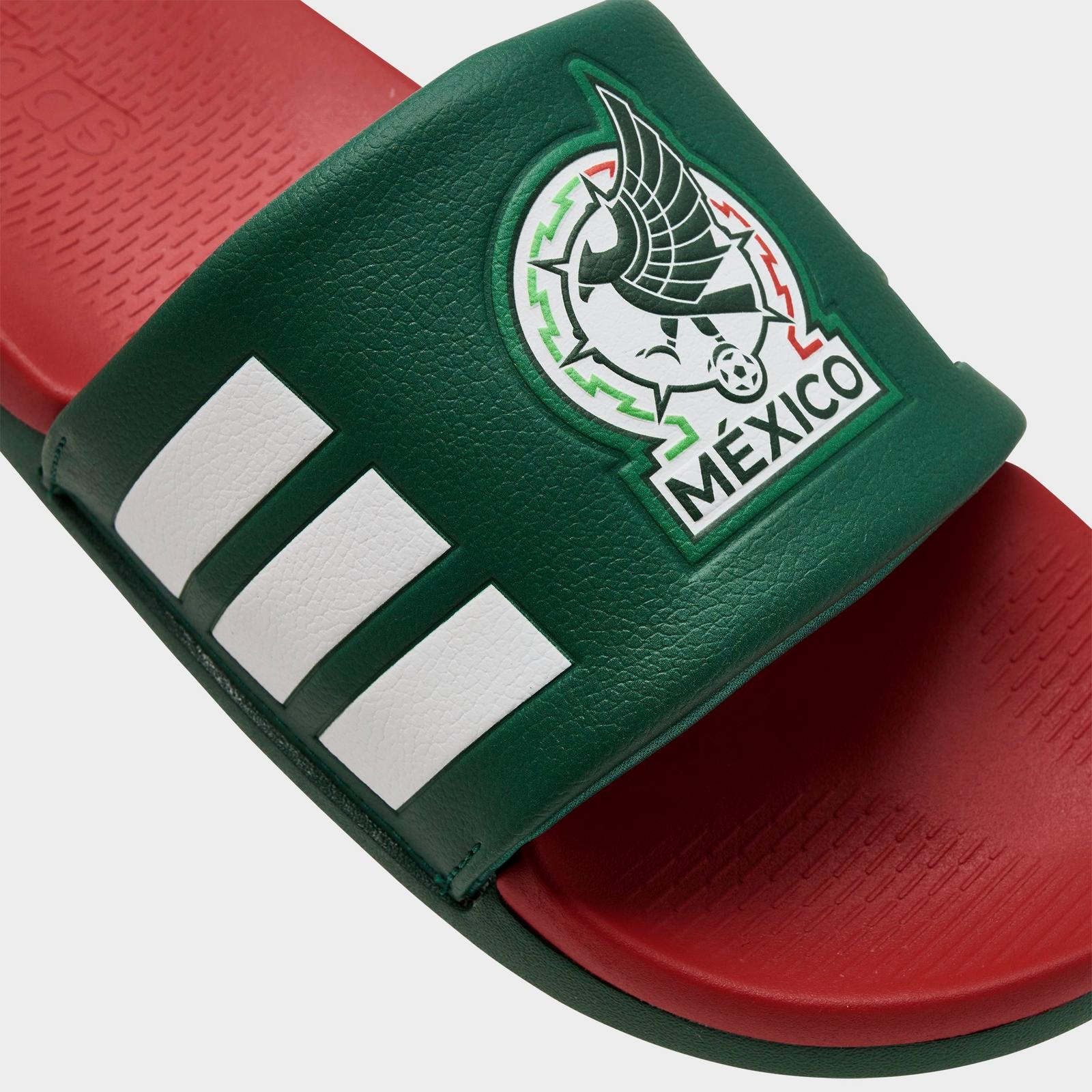 Men's adidas Mexico Adilette Comfort 2.0 Slide Sandals - Team Dark Green/Better Scarlet/Cloud White - view 3