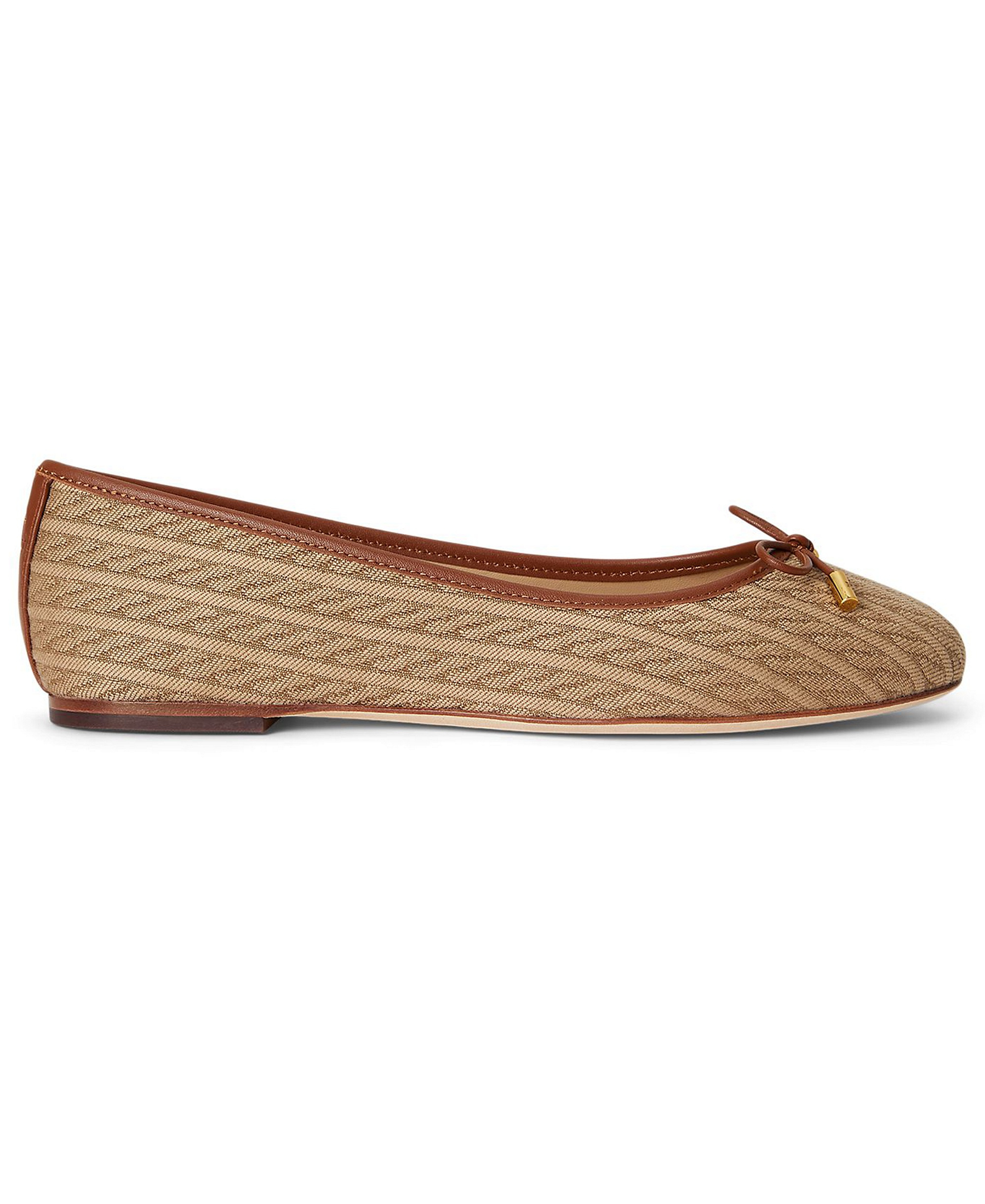 Lauren Ralph Lauren Women's Jayna Nappa Leather Slip-On Flats - Khaki/Lauren Tan Cable Knit