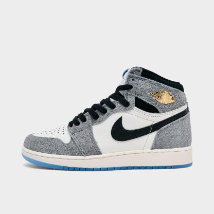 Big Kids' Air Jordan Retro 1 High OG Casual Shoes - Cool Grey/Black/Sail/Game Royal/White - view 1