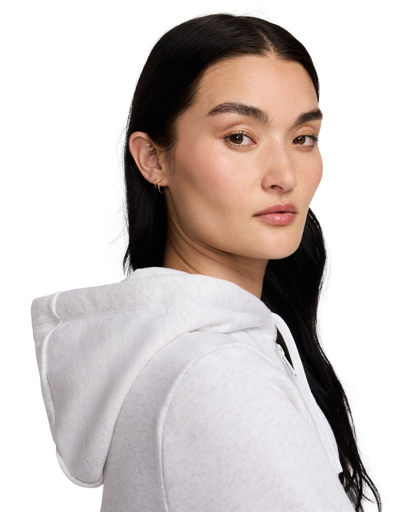 Nike Women's Sportswear Club Fleece Full-Zip Hoodie - Birch Heather/Black