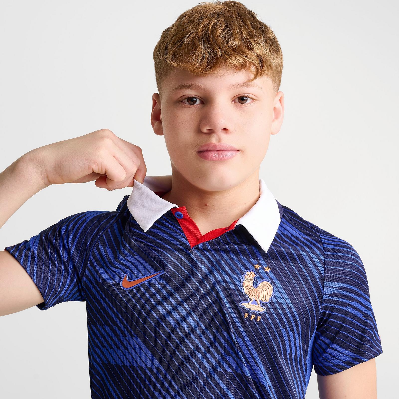Big Kids' Nike France 26 Stadium Home Dri-FIT Replica Soccer Jersey - Game Royal/Metallic Copper