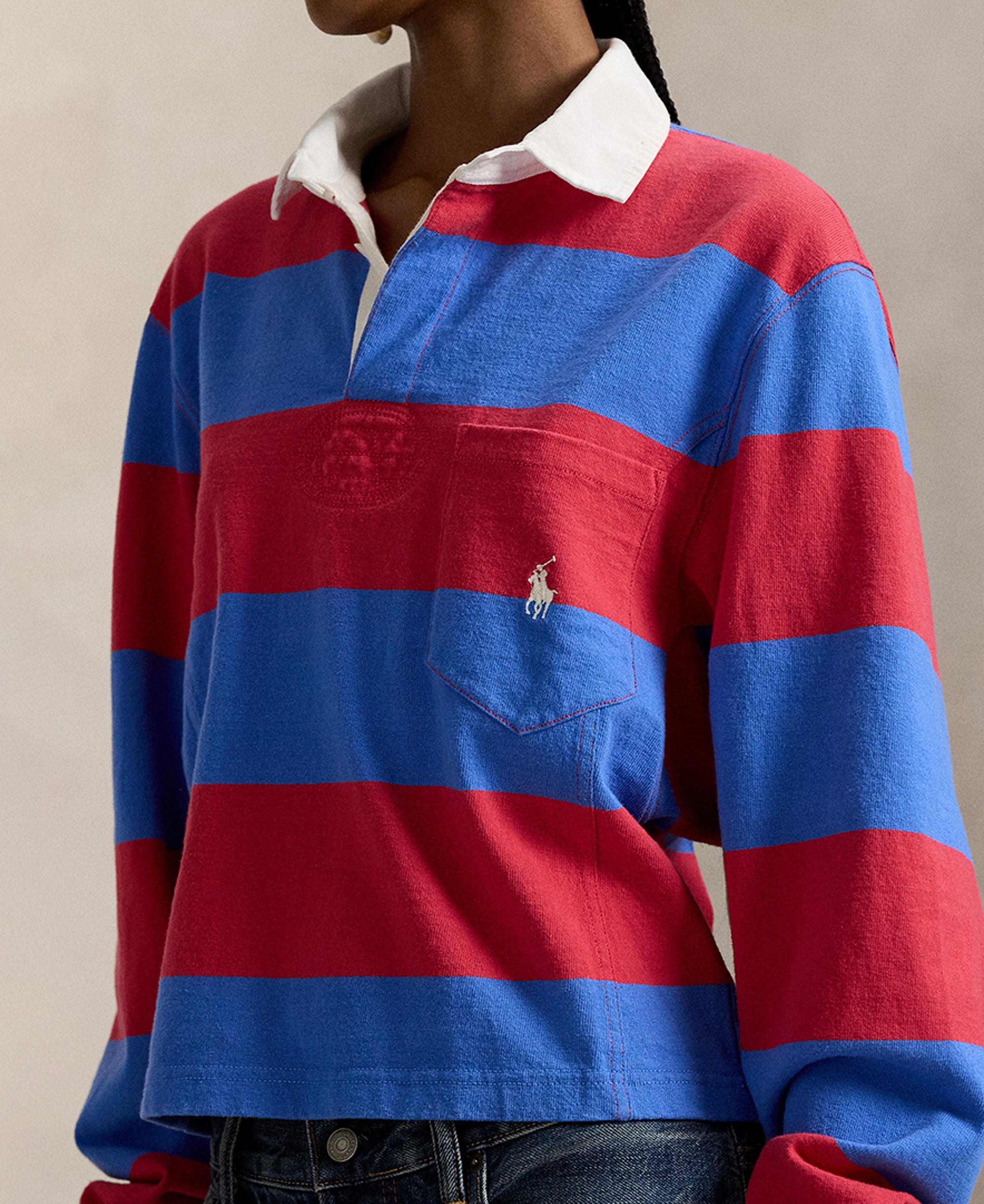 Polo Ralph Lauren Women's Wide Stripe Rugby Shirt - Red/Blue