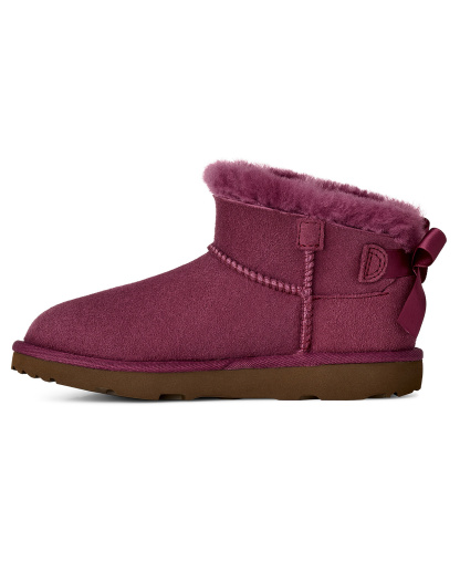 UGG® Kids Ultra Mini Bailey Bow Round Toe Booties - Dark Winterberry