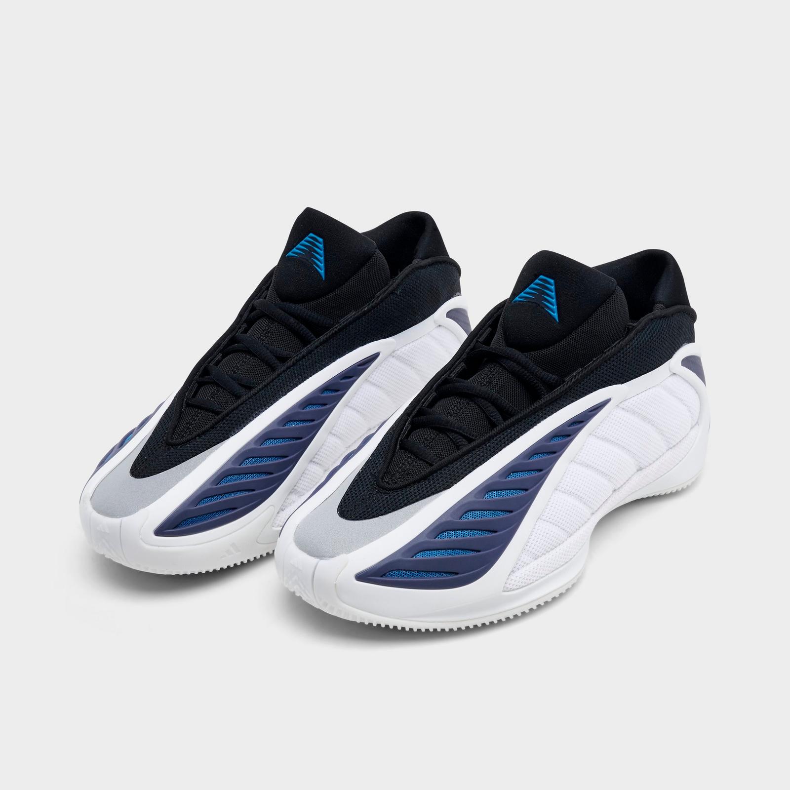 Big Kids' adidas Anthony Edwards 2 Low Basketball Shoes - White/Core Black/Dusty Ink - view 2