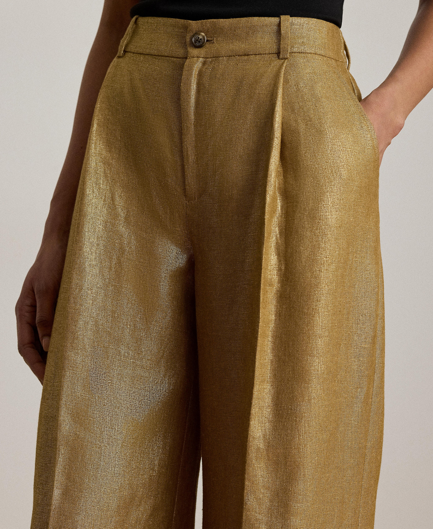 Lauren Ralph Lauren Women's High-Rise Foiled Wide-Leg Pants - Brown/Gold Foil