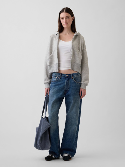VintageSoft Wedge Zip Hoodie - Light heather grey