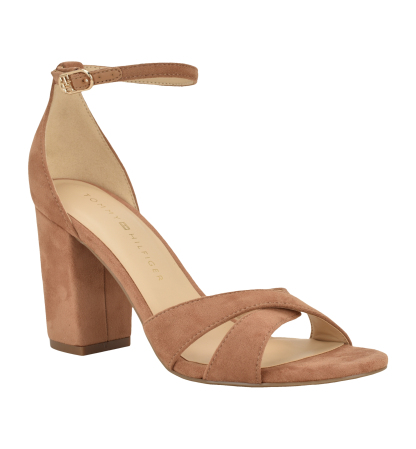 Tommy Hilfiger Women's Zuline High Block Heel Dress Sandals - Cognac