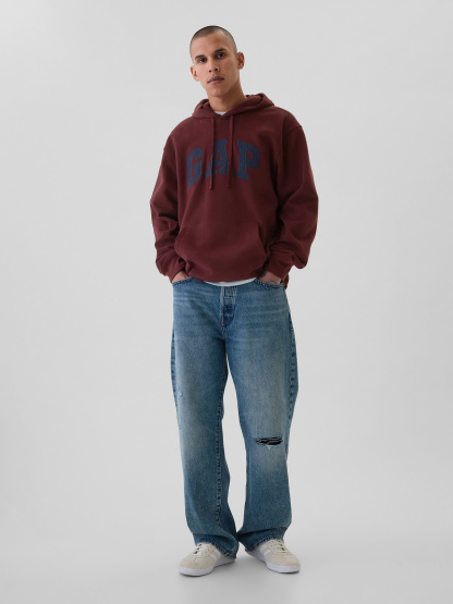 Adult VintageSoft Arch Logo Hoodie - noir red