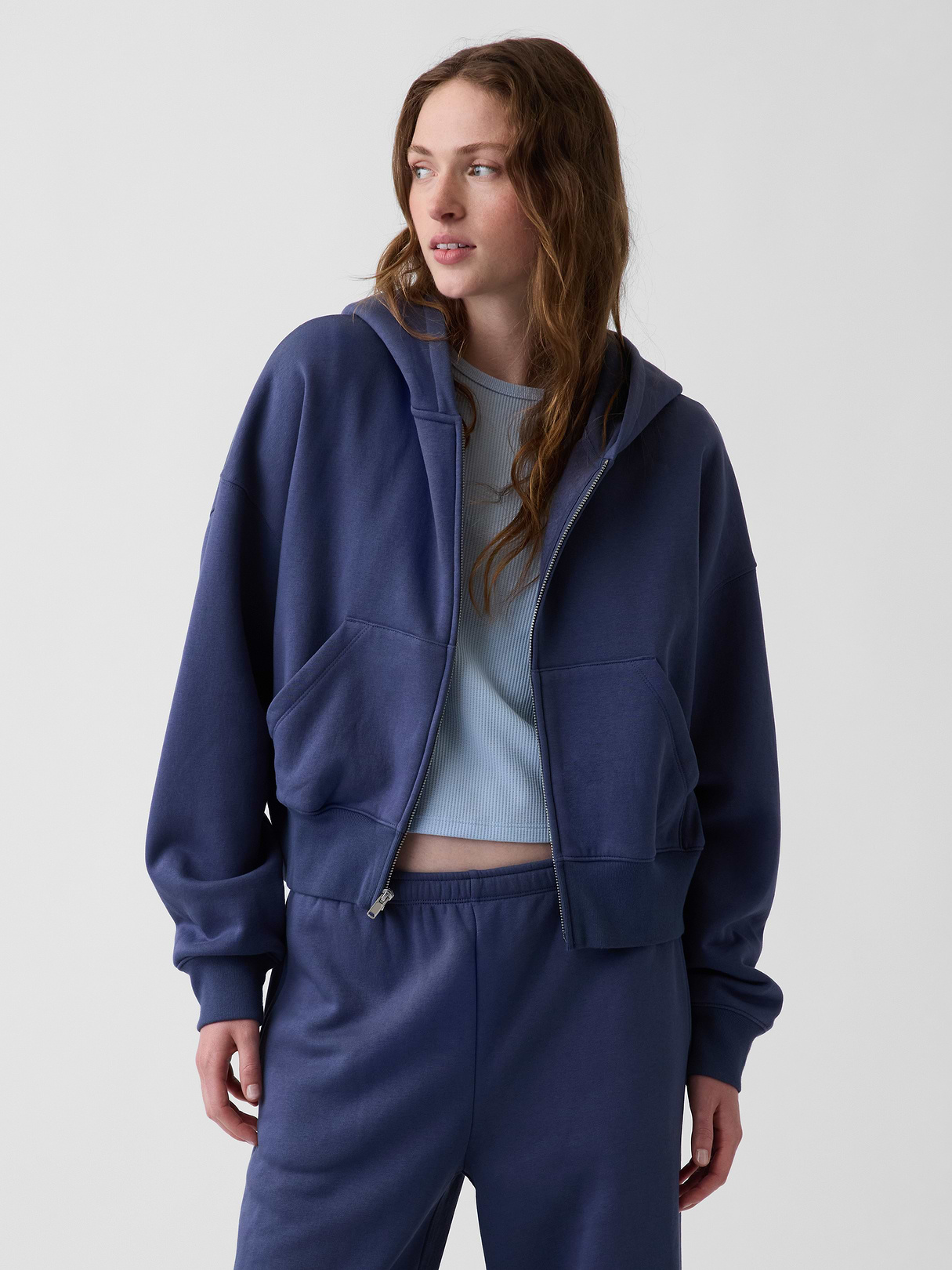 VintageSoft Wedge Zip Hoodie - Sargassus blue