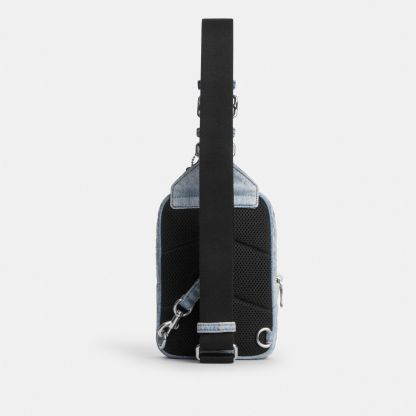 Racer Sling Pack In Loved Signature Denim - Silver/Light Indigo - view 5