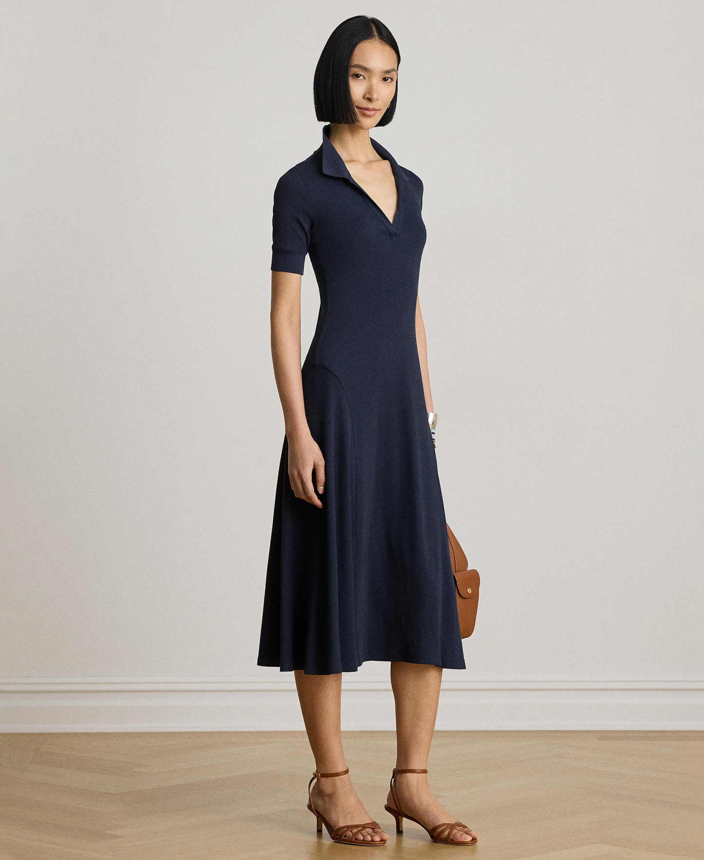 Lauren Ralph Lauren Women's Rib Knit Collared Dress - Lauren Navy