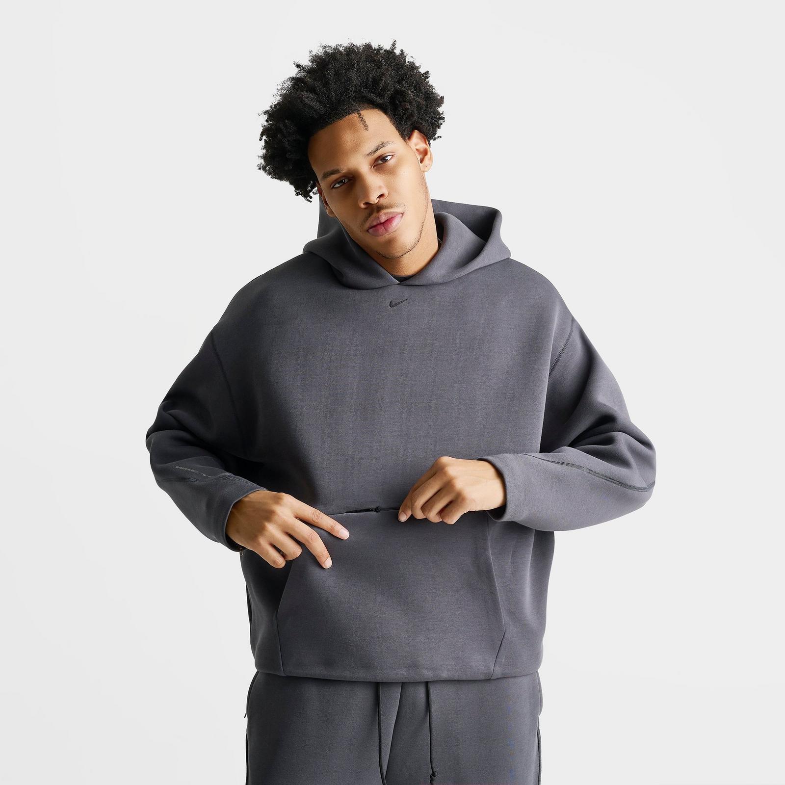Men's Nike Tech Ergo Fleece Pullover Hoodie - Anthracite/Black