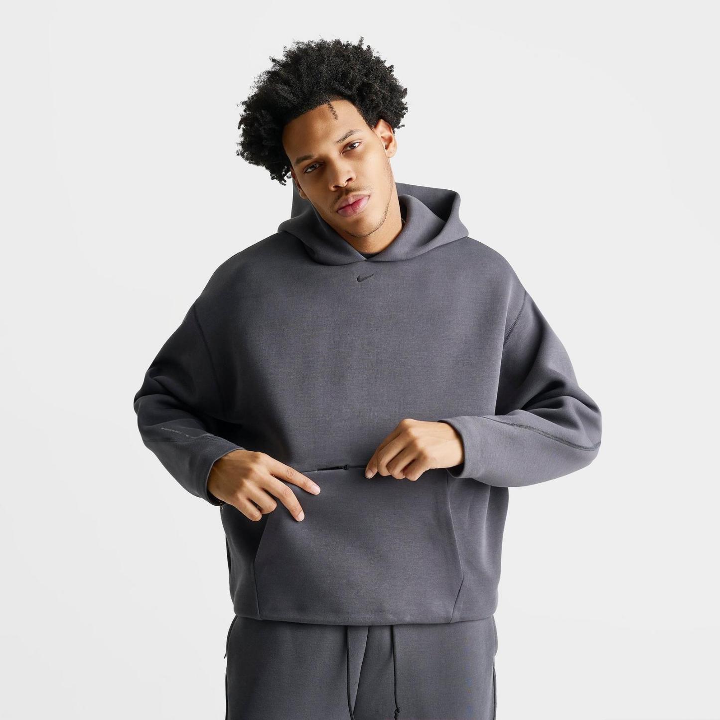 Men's Nike Tech Ergo Fleece Pullover Hoodie - Anthracite/Black