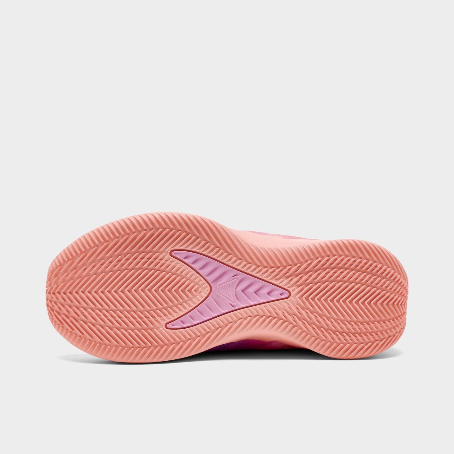 Little Kids' adidas Anthony Edwards 2 Basketball Shoes - Haze Coral/Bliss Lilac/Zero Metallic - Bottom view