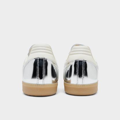 Women's adidas Originals Samba OG Casual Shoes - Part 5 - Silver Metallic/Silver Metallic/Gum - Back view