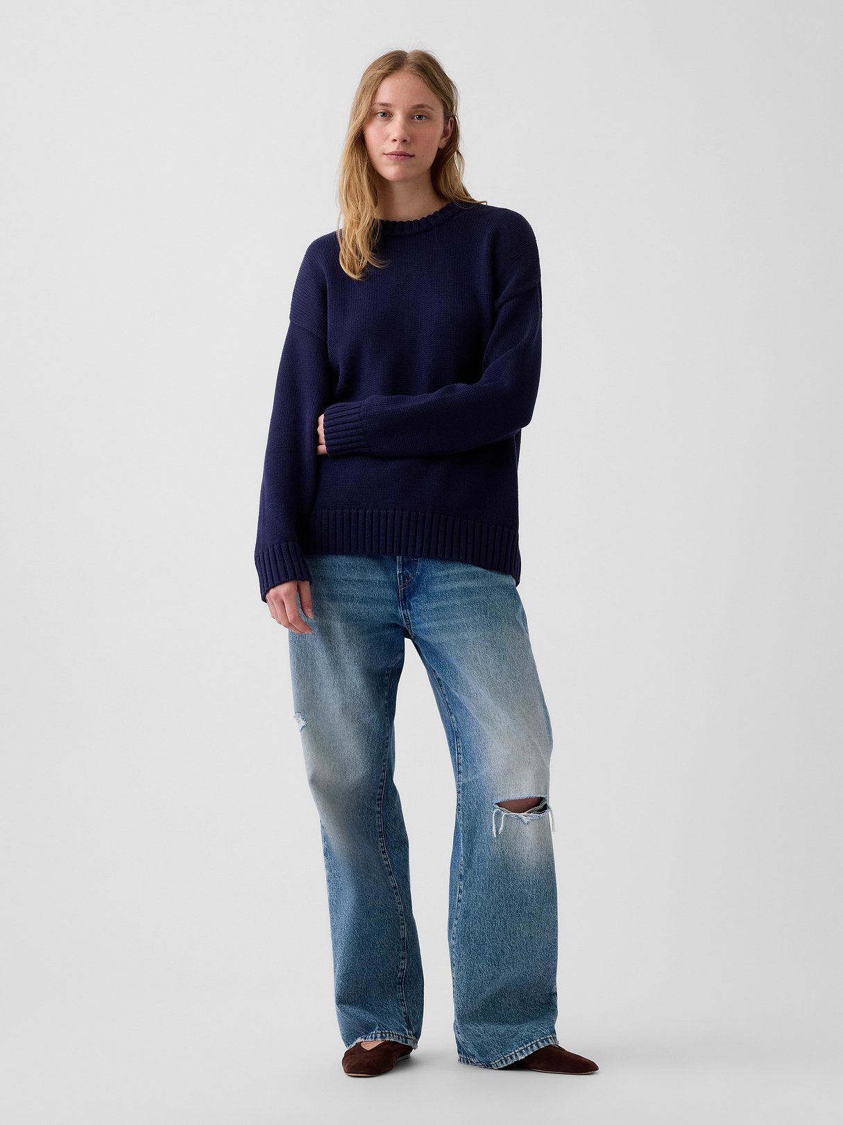 100% Cotton Oversized Sweater - Navy blue uniform