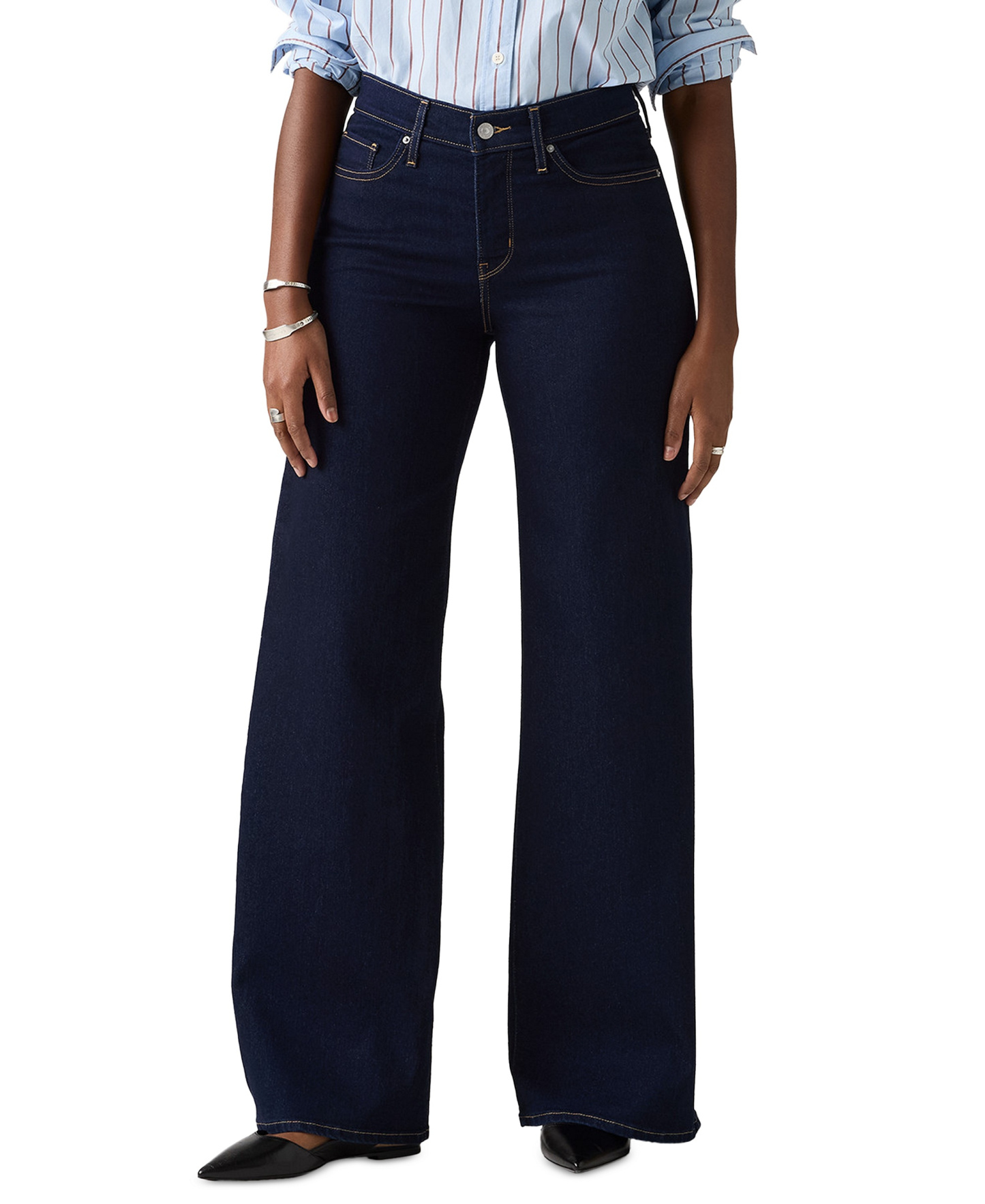 Levi's Women's 318 Shaping Stellar-Stretch Wide-Leg Jeans - Darkest Sky