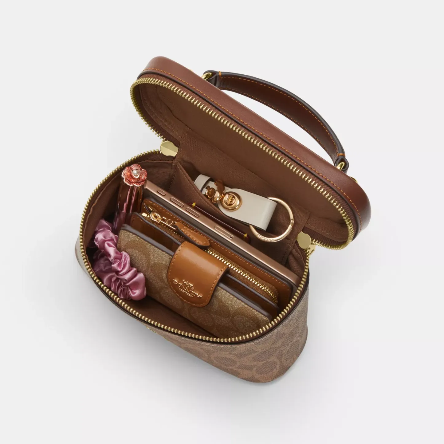 Rainer Crossbody Bag 18 In Signature Canvas - Gold/Tan/Brown - view 5