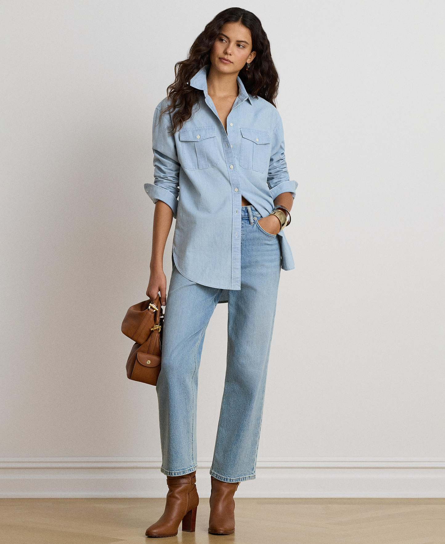 Lauren Ralph Lauren Women's Chambray Button-Up Long-Sleeve Shirt - Chambray Wash