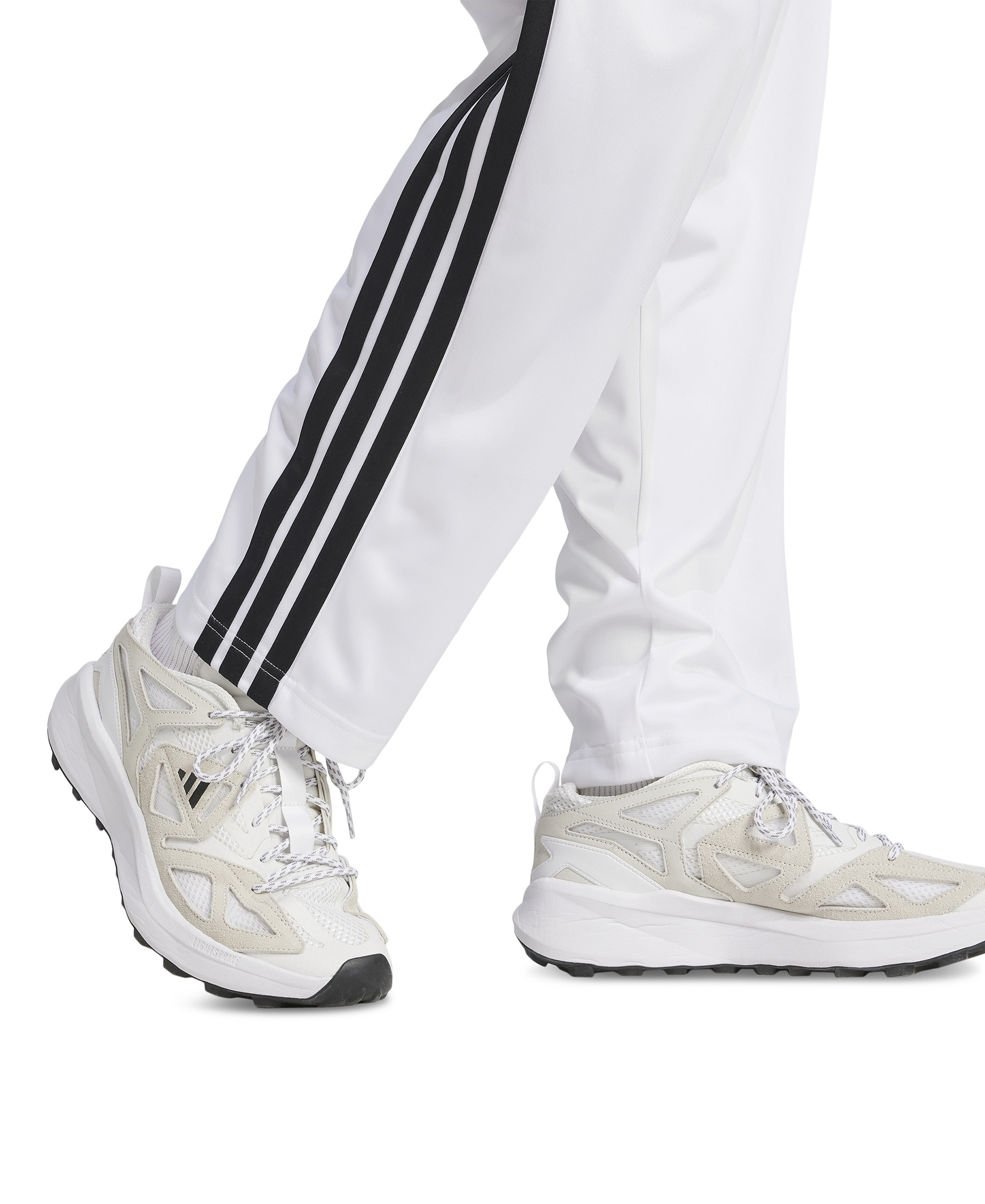 adidas Men's 3-Stripes Regular Open Hem Track Pants - White/Black