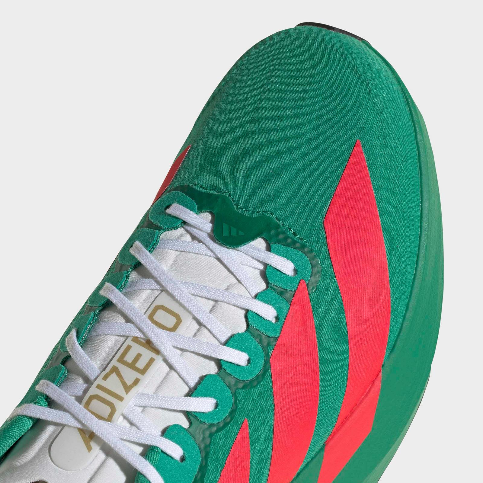 Men's adidas Adizero EVO SL Woven Running Shoes - Court Green/Lucid Red/Cloud White - view 3