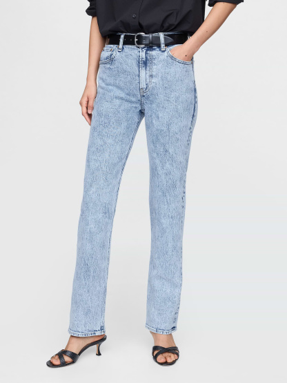 High Rise '90s Slim Straight Jeans - Light acid wash
